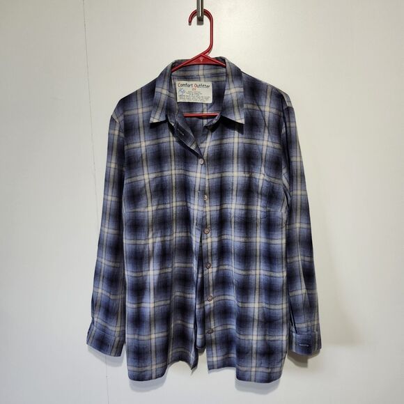 Confort Outfitters Other - Comfort Outfitters Men's 2XL Blue Plaid Button-Up Shirt 100% Cotton Casual Work